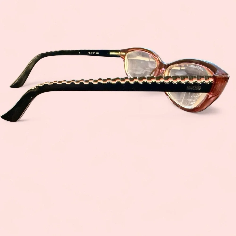 Love Moschino Temple Ripple Embellished‎ Cats Eyeglasses Frame Only Pink/Purple